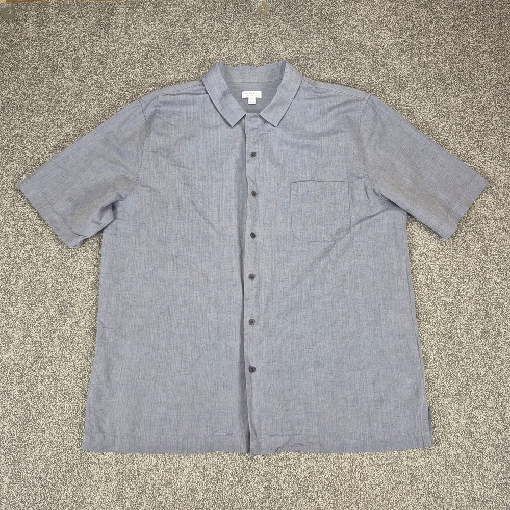 Sunspel Linen Cotton Shirt Mens XXL Button Up Short Sleeve Made in Portugal